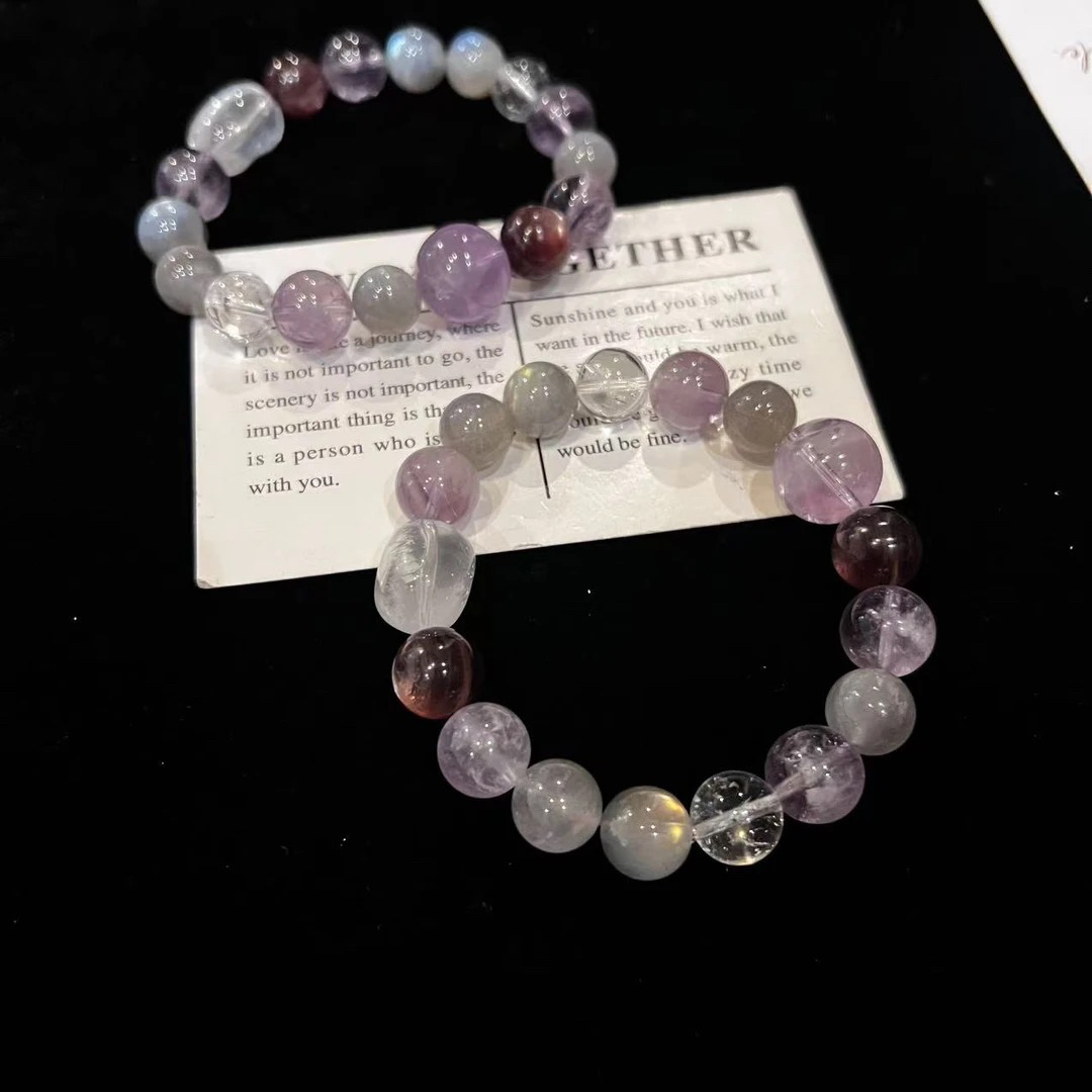 F857 灰月光+紫水设计款手串 多样性发一