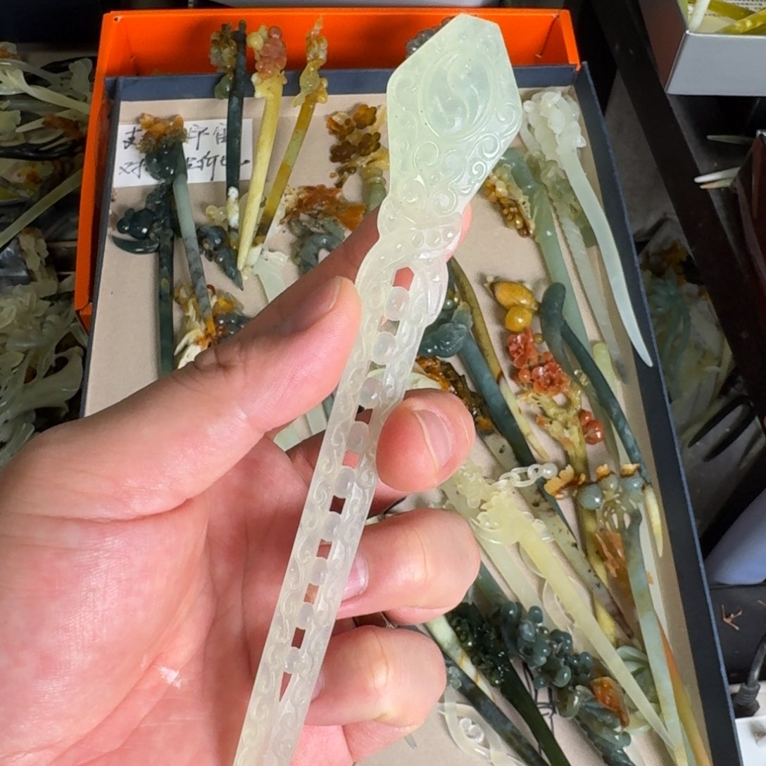 岫玉发饰未镶嵌明君玉簪就是好看