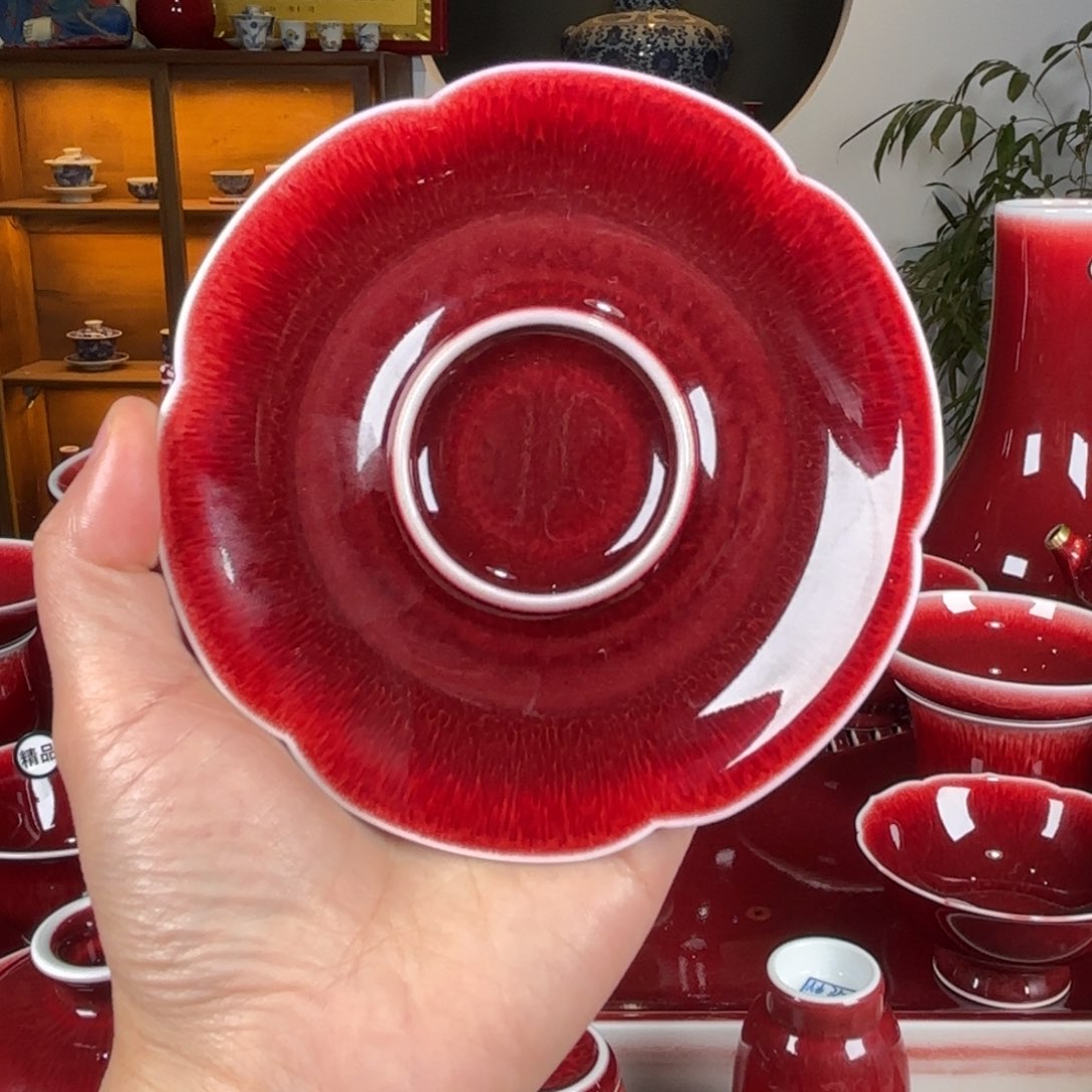 杯景德镇原矿郎红杯杯托