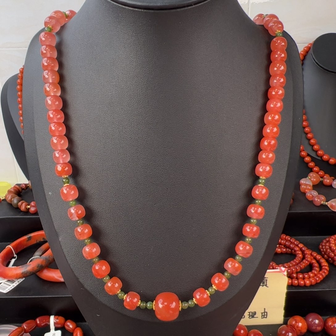 南红玛瑙未镶嵌（保山冰粉项链9mm+