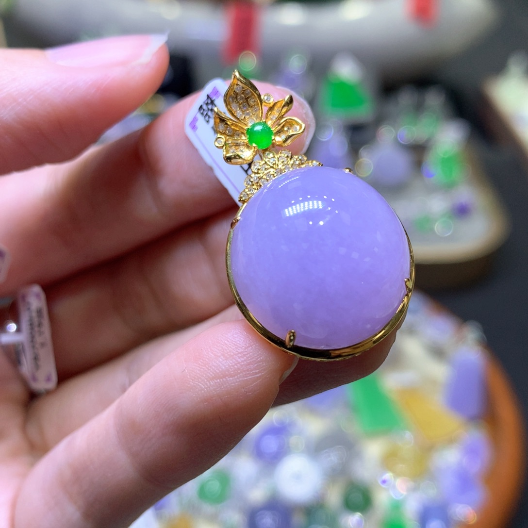 【闪购商品】翡翠颈饰18K金镶嵌1***3翡翠吊坠项链