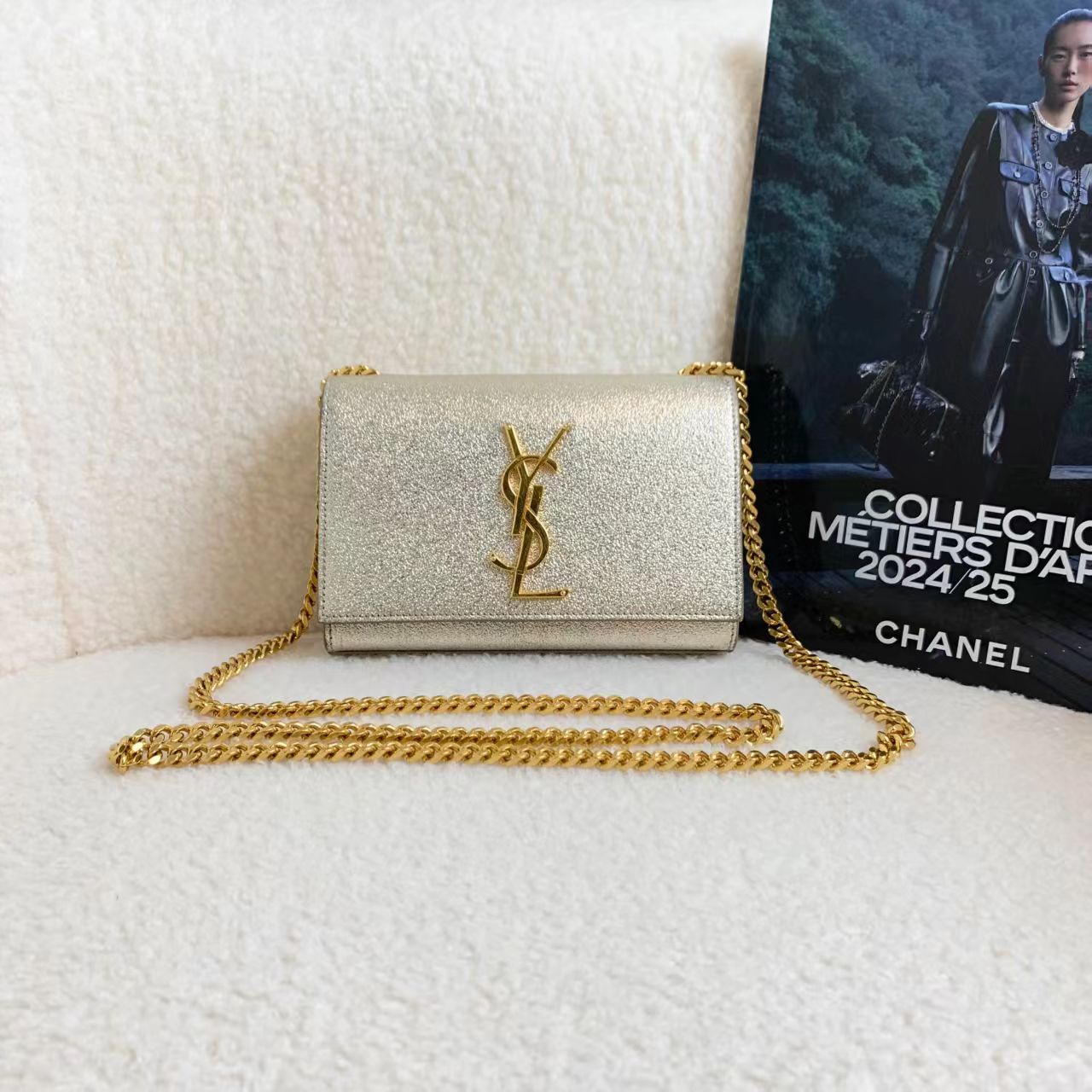 99新 YSL/圣罗兰 壹臻/香槟金mini kete 包 84060558