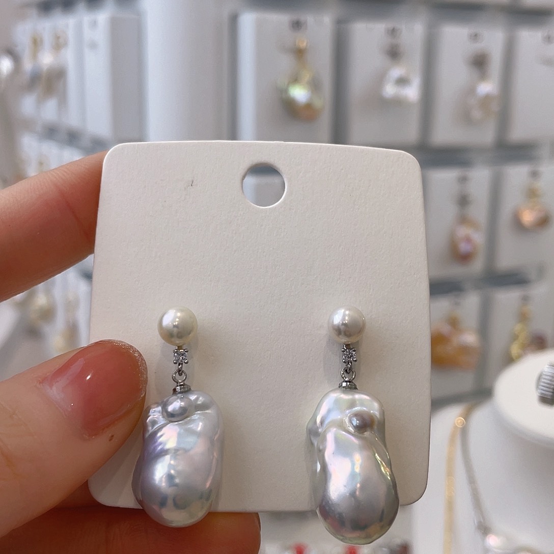 淡水珍珠天然珍珠巴洛克银S925镶嵌沙*花