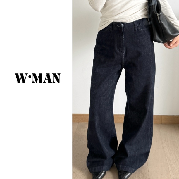 W·MAN“复古感”原牛色微抓绒立体显瘦直筒牛仔裤