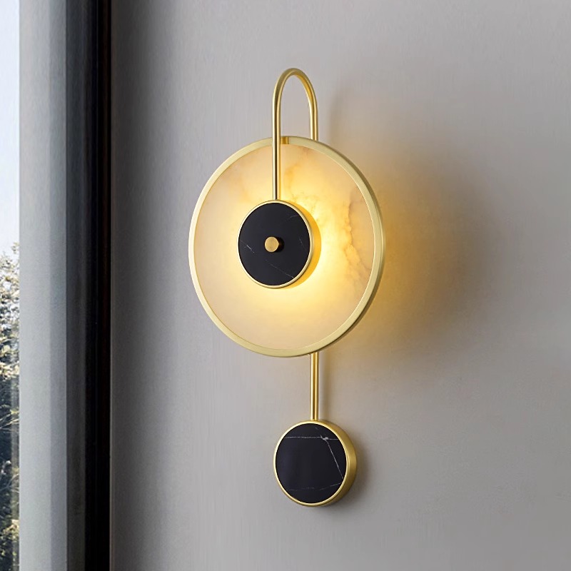 全铜云石壁灯现代轻奢客厅背景墙豪壁灯卧室书房餐厅高级感墙壁灯