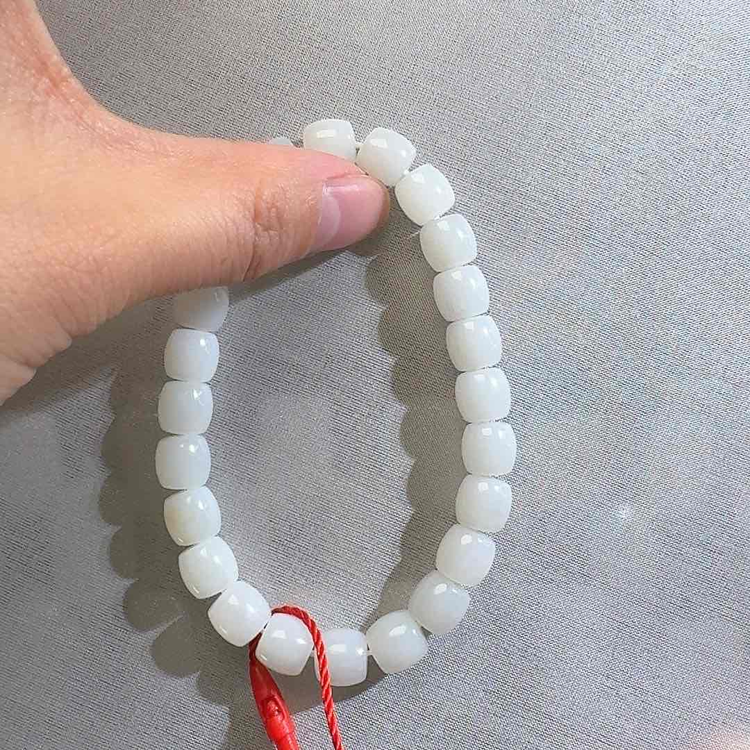 和田玉颈饰未镶嵌米达8mm直切高白