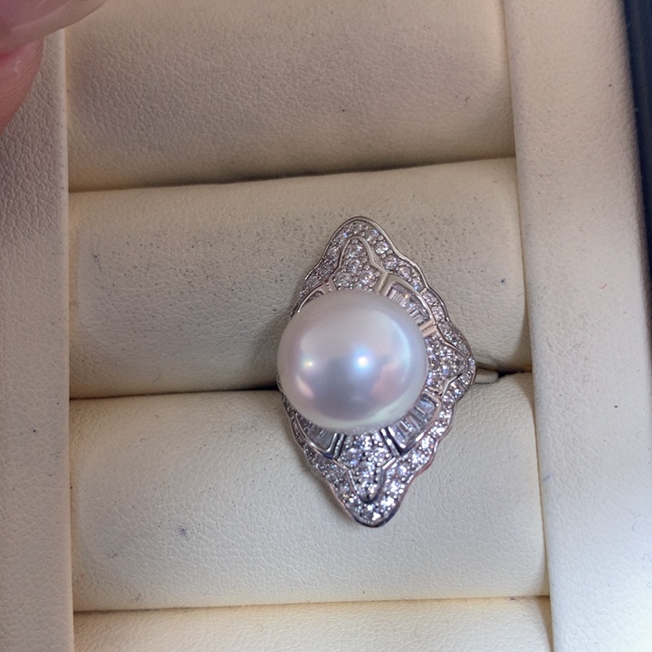 银S925镶嵌戒指海水珍珠