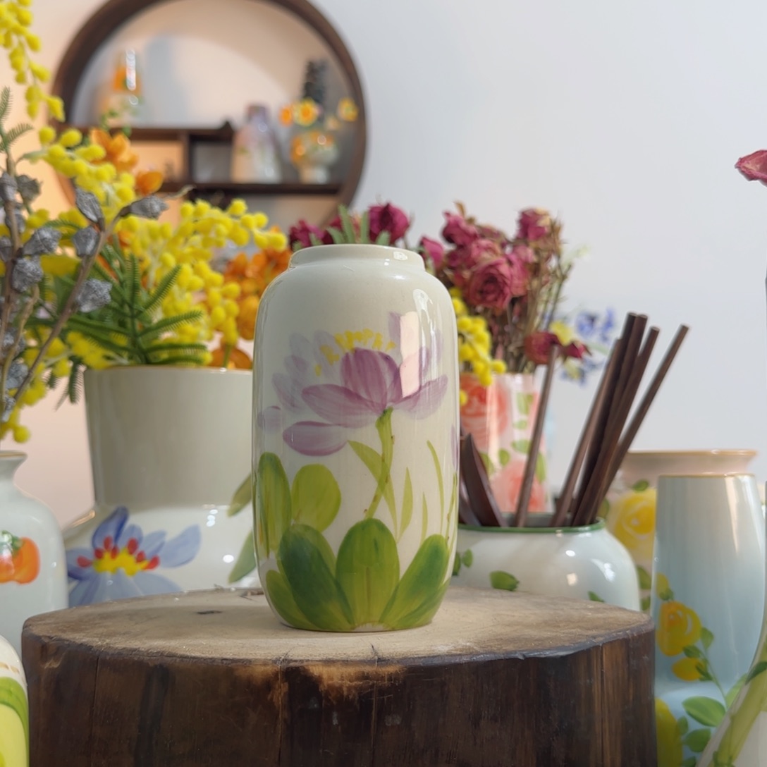 摆件景德镇手绘陶瓷花瓶摆件无孔