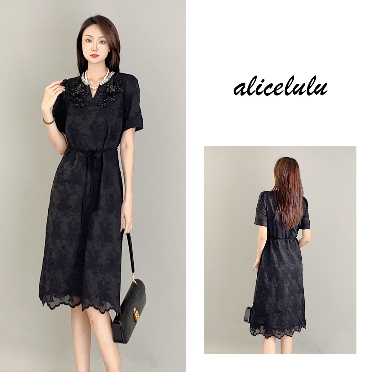 2ALICE“宴会战袍”连衣裙重工亮片钉钻刺绣S1033912W