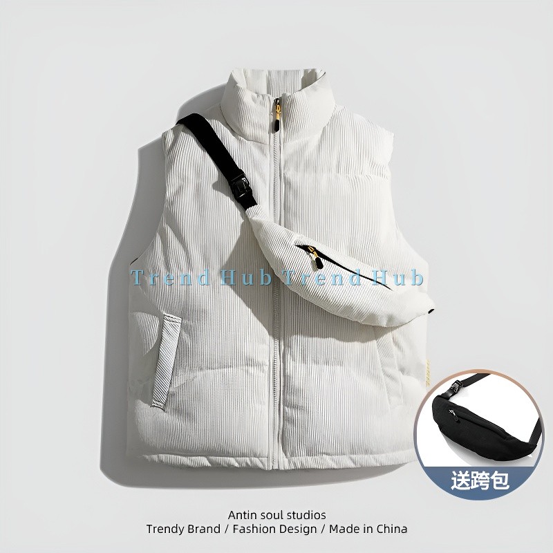 2025春秋季短款立领棉衣马夹男休闲灯芯绒马甲保暖外套马甲背心
