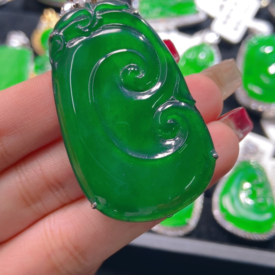 翡翠吊坠(不含链)银S925镶嵌