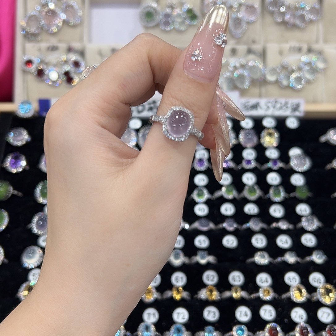 ****妮萤石银S925镶嵌戒指