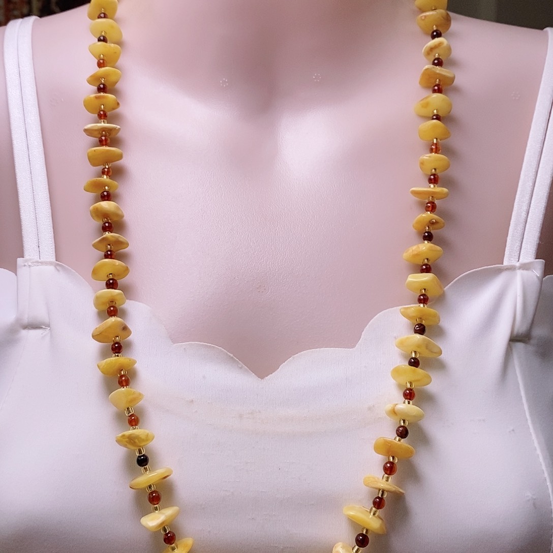 琥珀颈饰未镶嵌项链