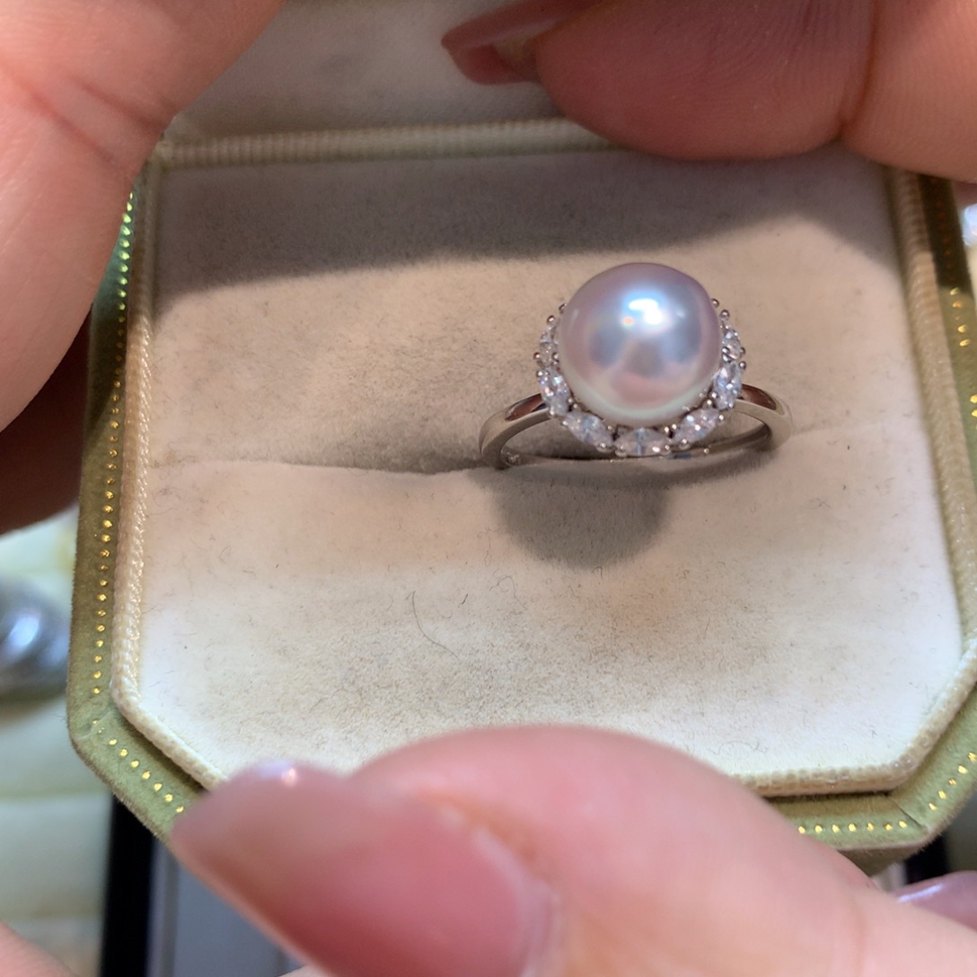 海水珍珠戒指银S925镶嵌