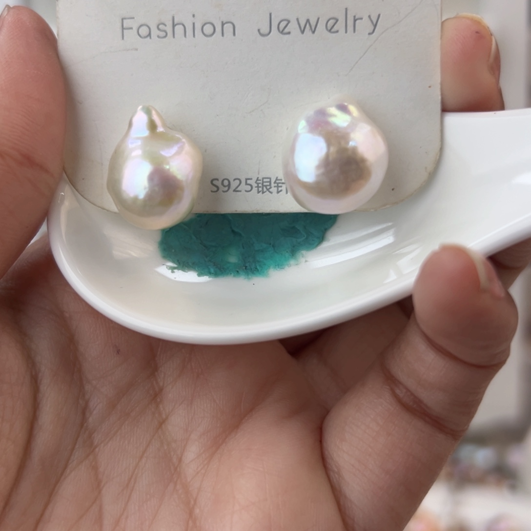 淡水珍珠耳饰银S925镶嵌