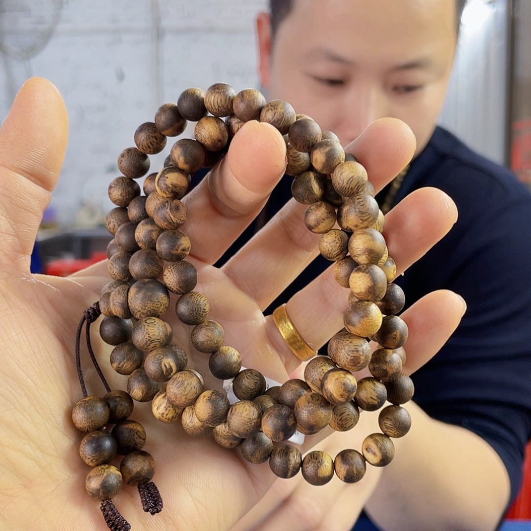 沉香手串棋楠香尖圆珠长串0.8/26克多样性发一