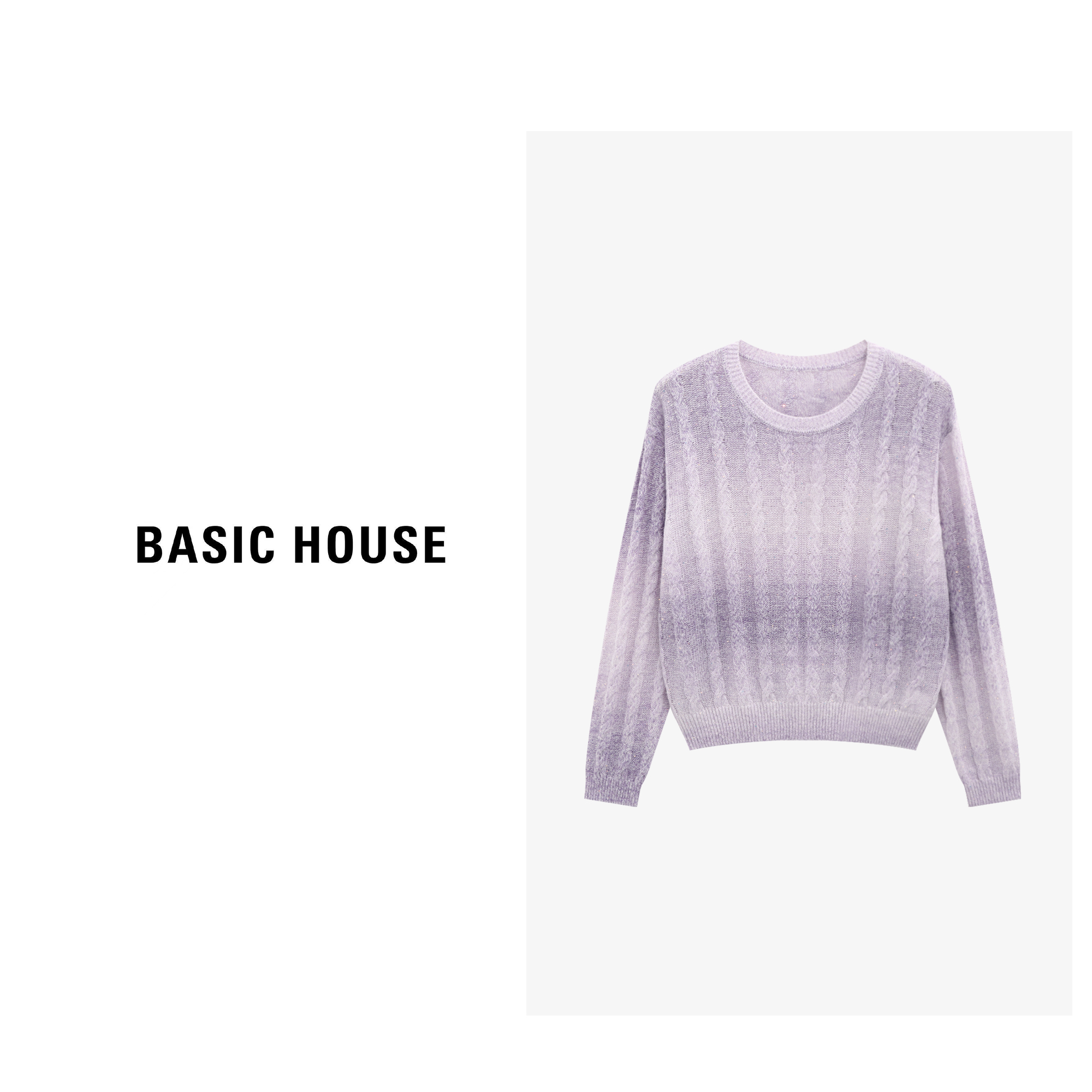 Basic House/百家好长袖时尚百搭设计师圆领针织衫-B0625B5MQS2