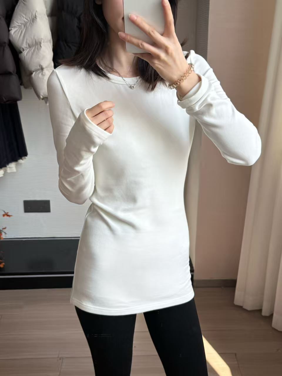 【阿凯自制】8572 韩系内搭打底衫中长款简约修身T恤上衣（衣长68）