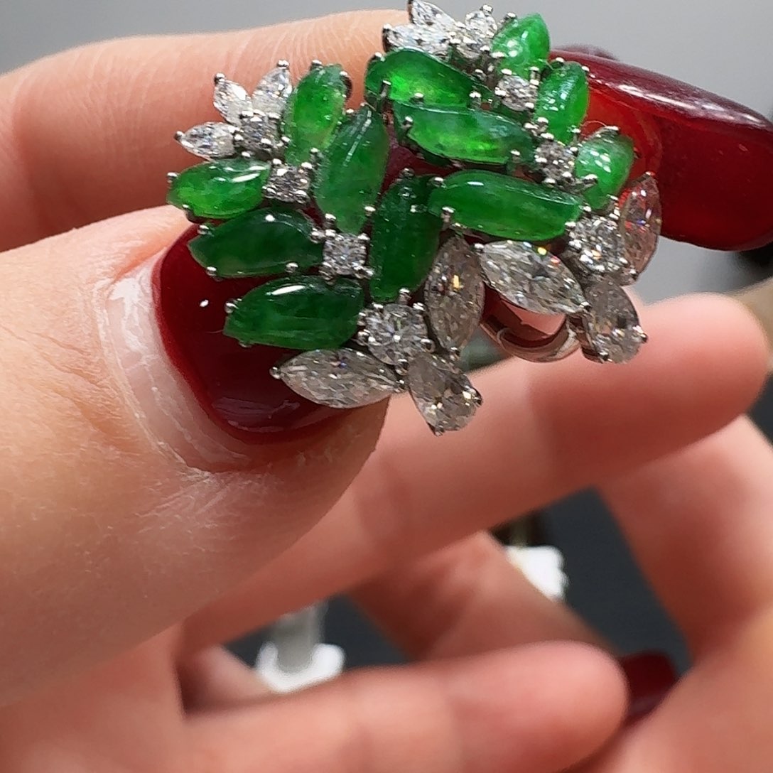 翡翠耳饰18K金镶嵌君*雪耳饰