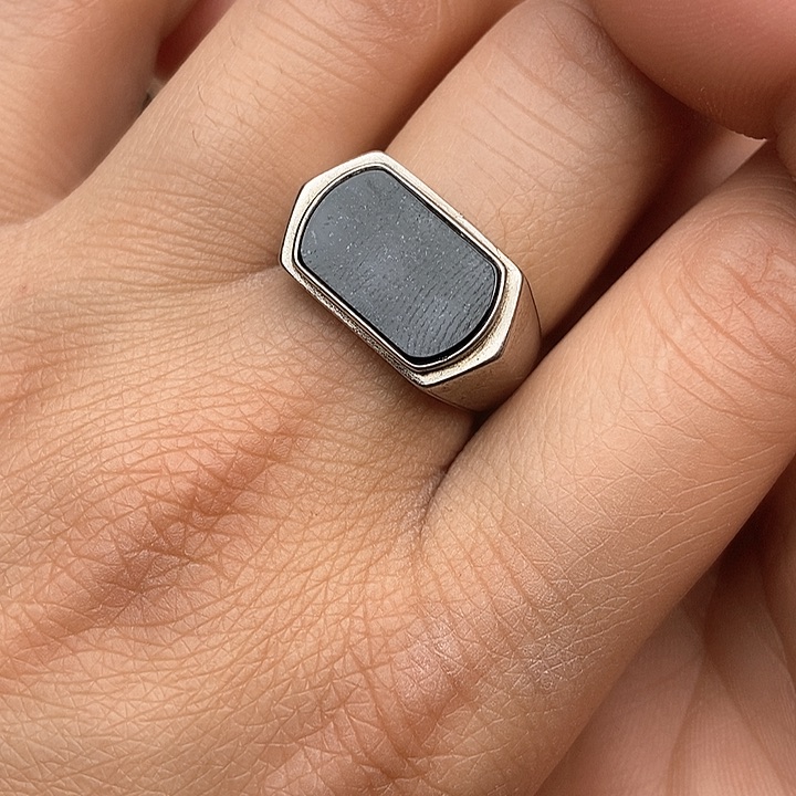 翡翠戒指银S925镶嵌男戒