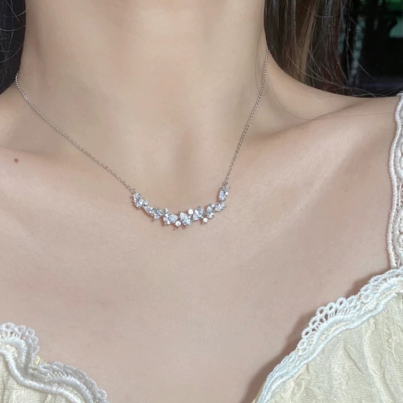 【436】不规则精致锆石钛钢项链女ins潮百搭气质网红锁骨链颈链