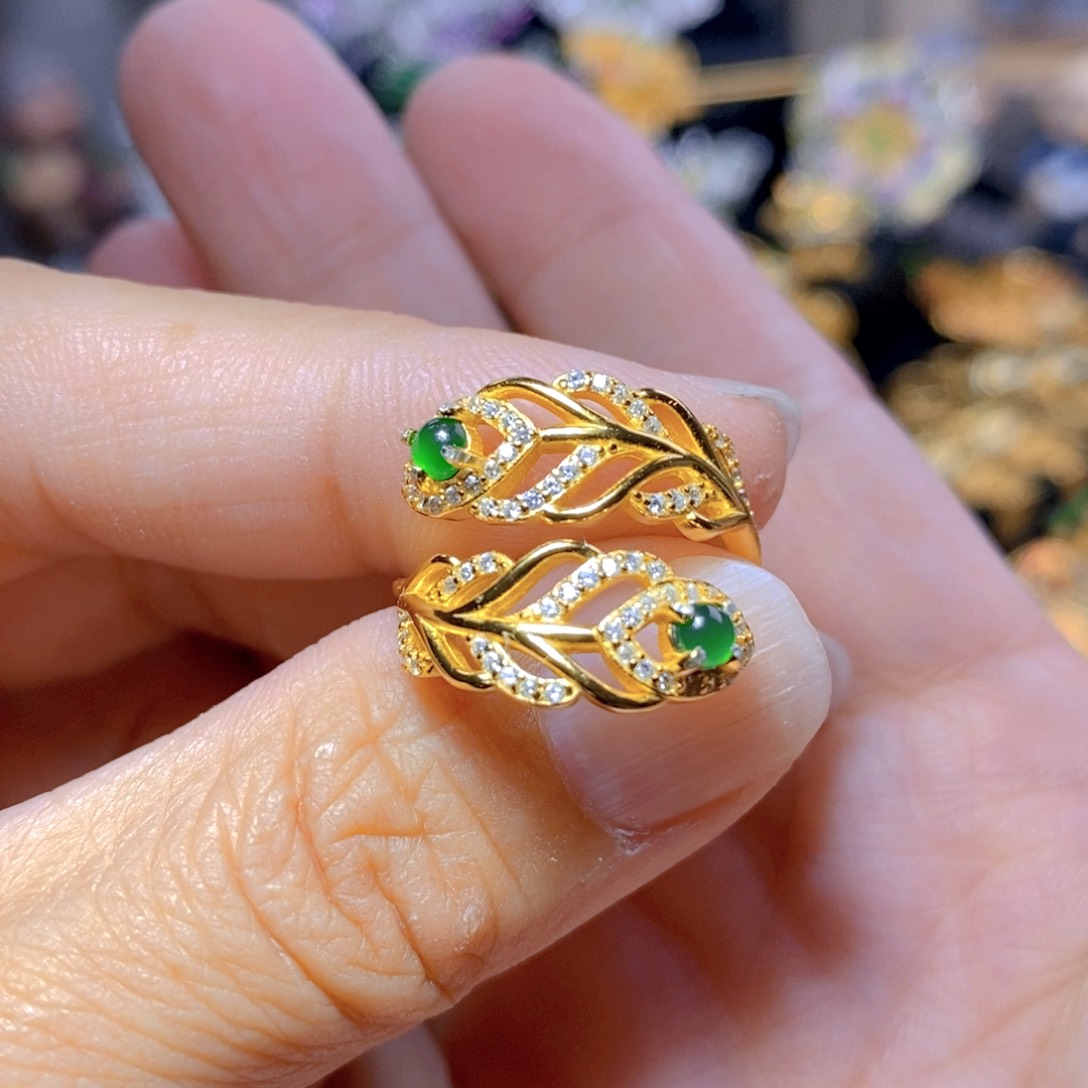 翡翠耳钉银S925镶嵌天然翡翠