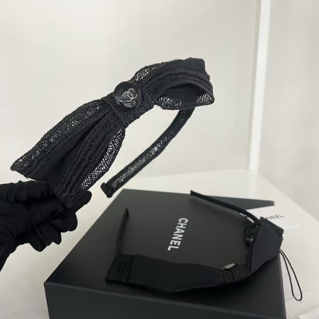 95新 Chanel/香奈儿 只盒/麦丽素小黑豆蕾丝发箍