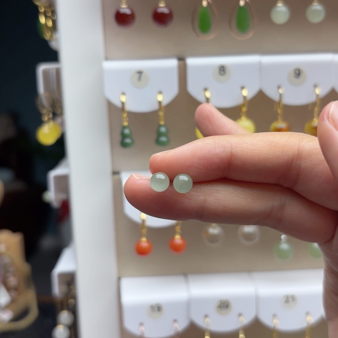 银S925镶嵌和田玉耳饰