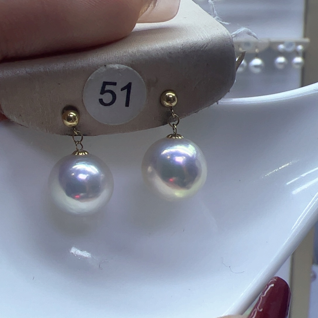 淡水珍珠耳饰18K金镶嵌