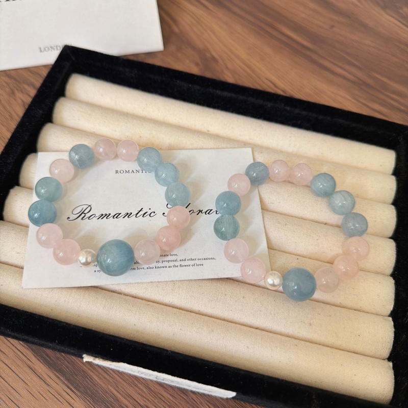 X2505西柚粉绿萤石手链高端轻奢手串多样性发一