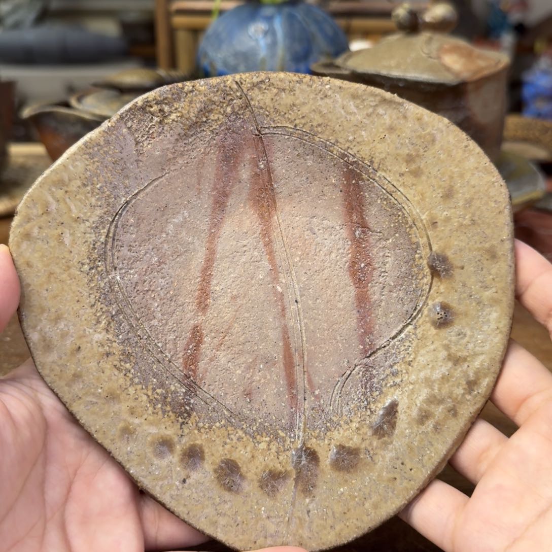 备前烧 一口价 手捏树叶壶承