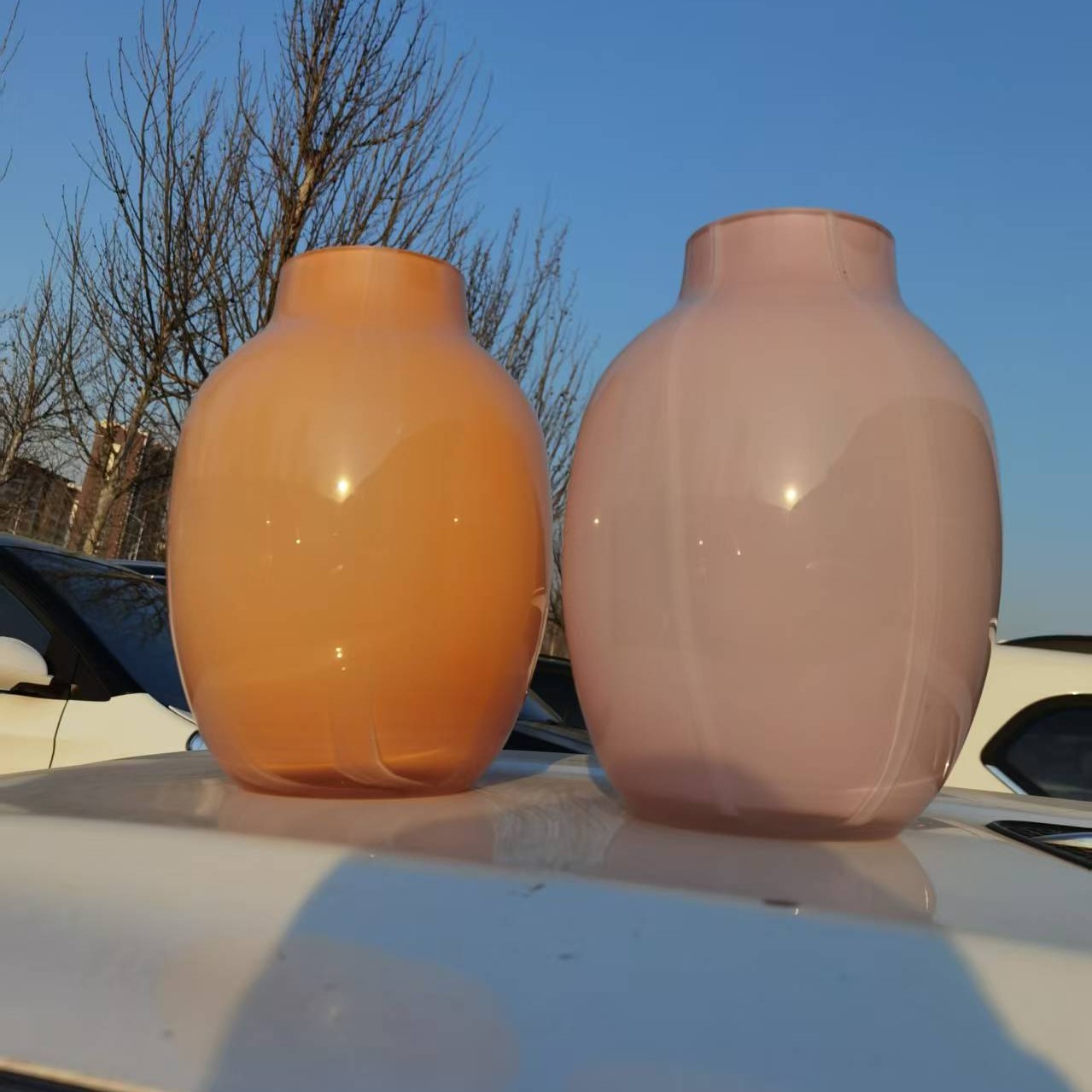 粉色中式花瓶摆件客厅玄关软装现代简约插花餐桌直径18高28口10