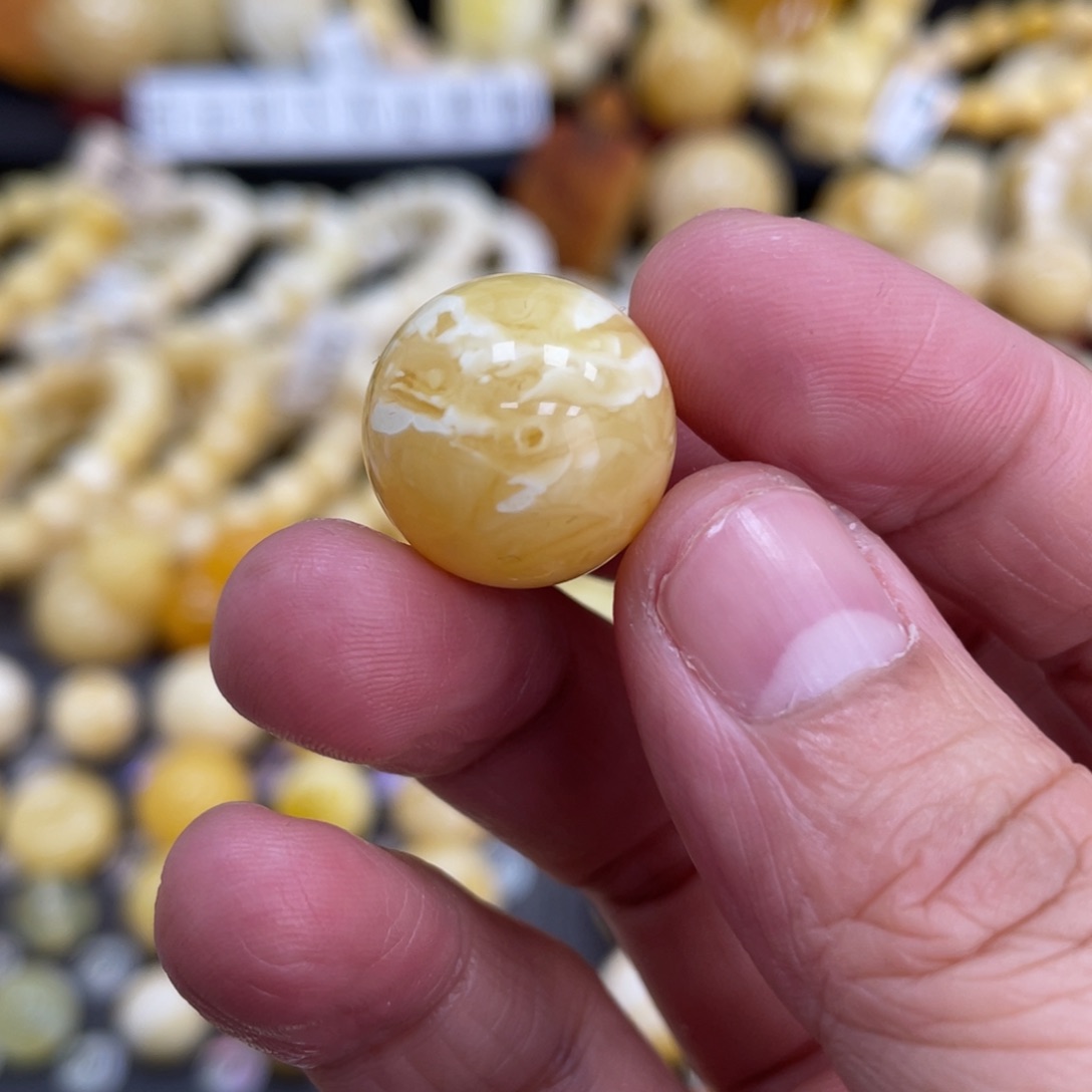 琥珀珠宝奇石未镶嵌17.2mm妖花