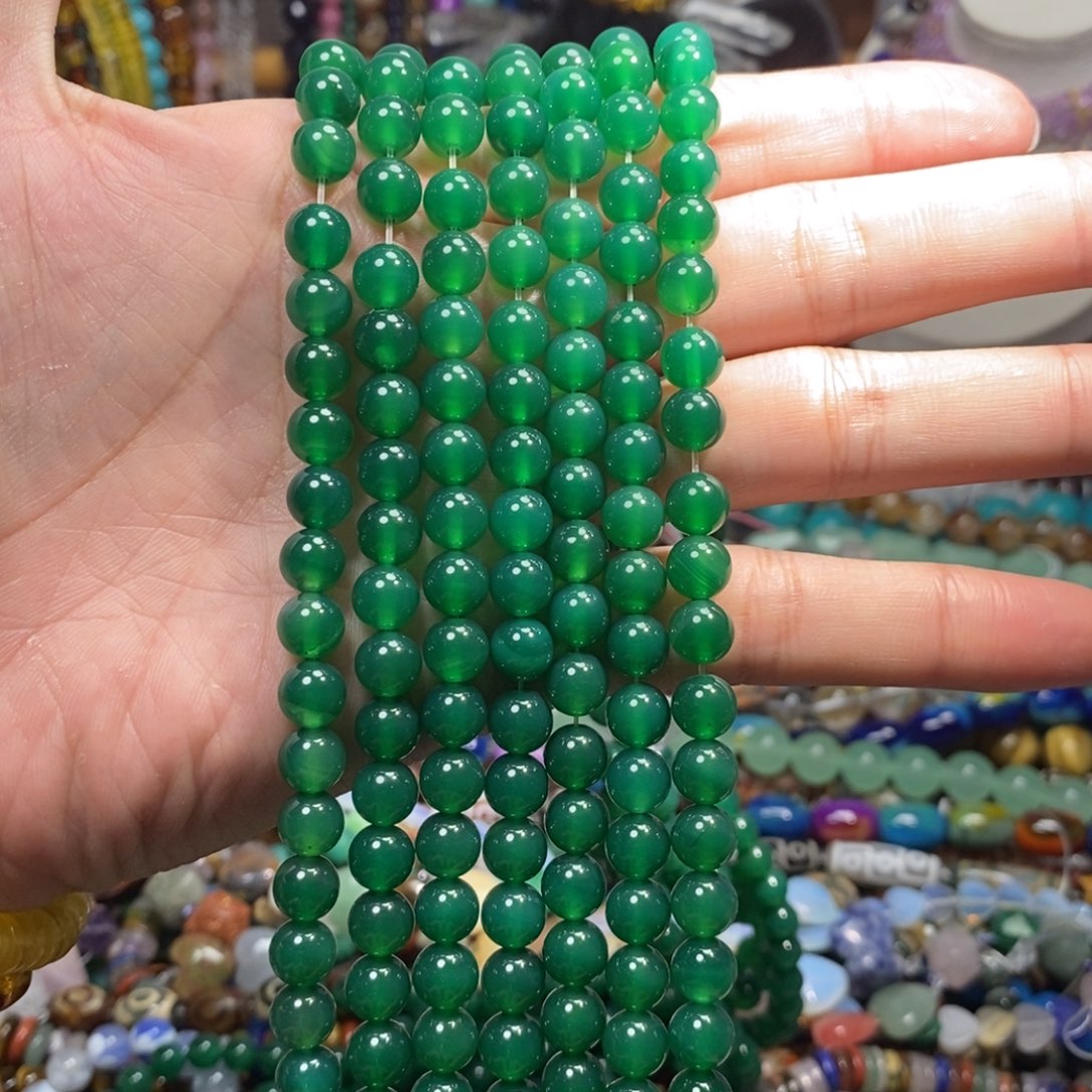 未镶嵌，绿玛瑙8mm，石英质玉