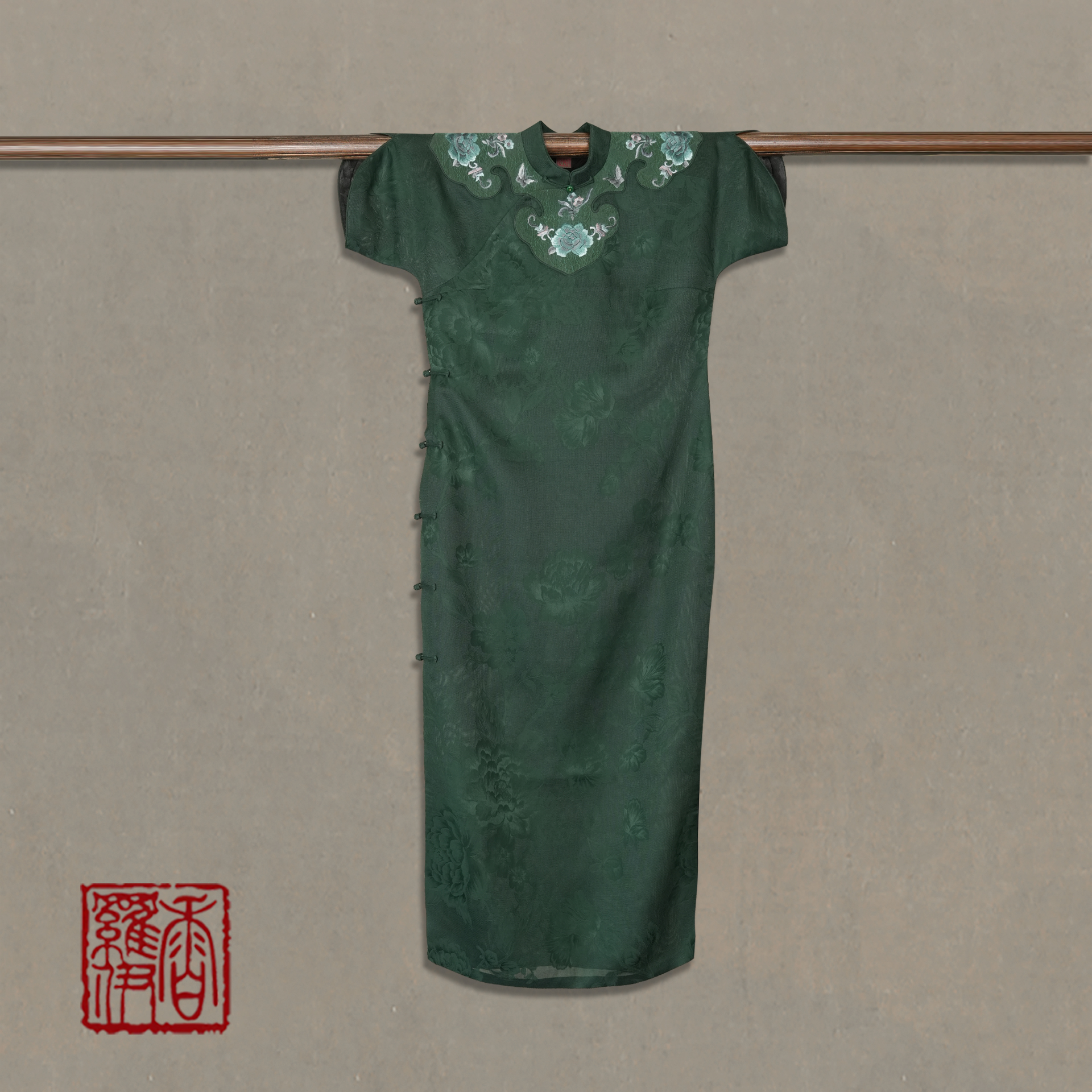 香罗伊【春卉】传统复古中式绣花旗袍