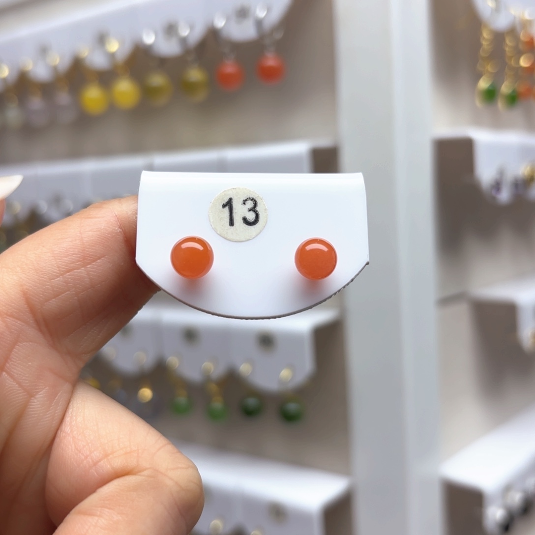 南红玛瑙耳饰18K金镶嵌