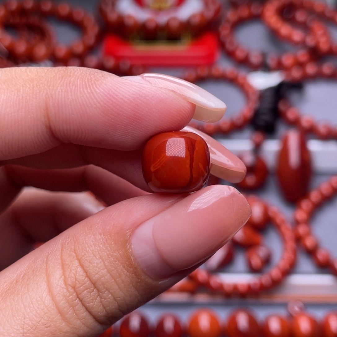 未镶嵌其他南红玛瑙精品11.8mm瓦西玫红双色老型单珠