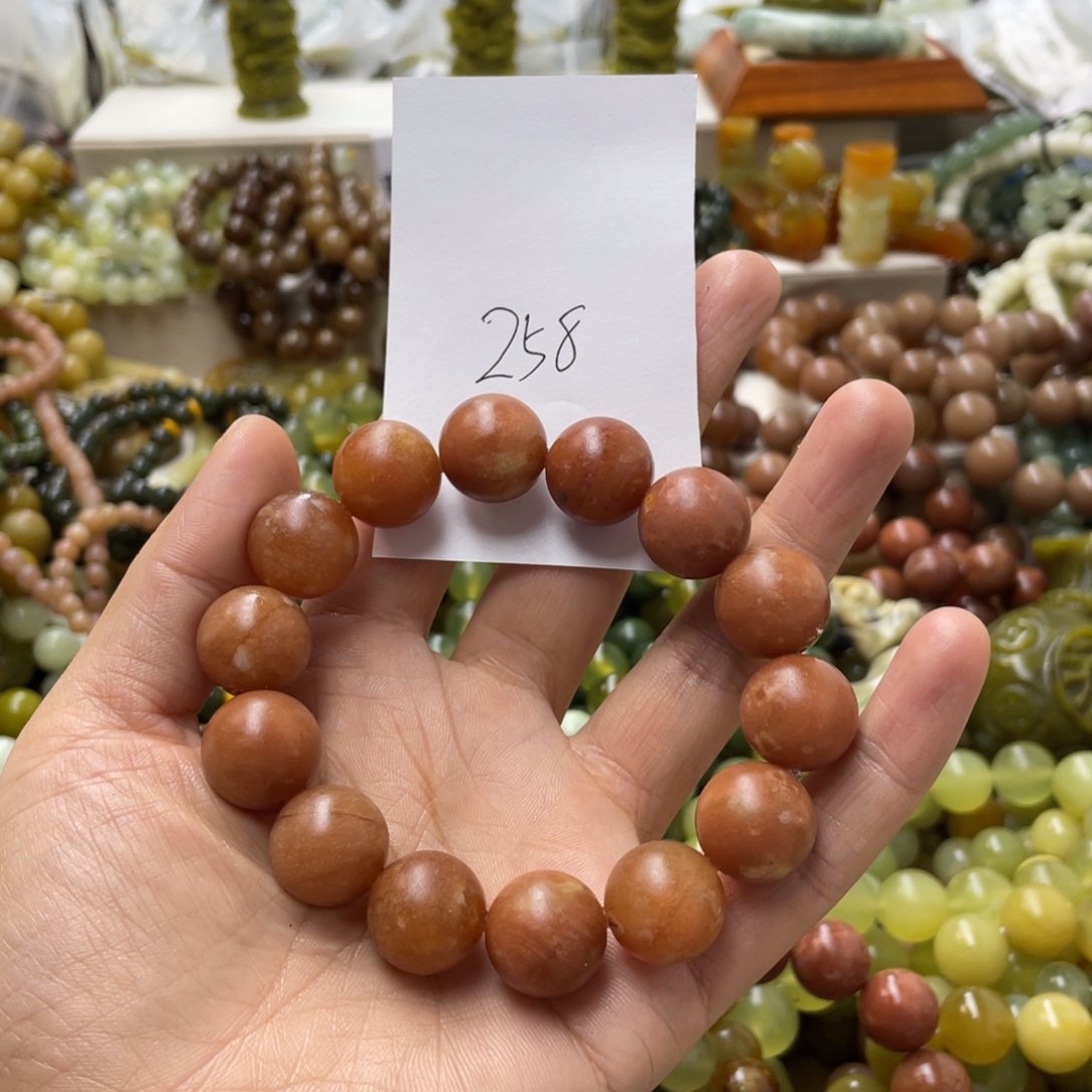 蛇纹石玉手链合金心*妈