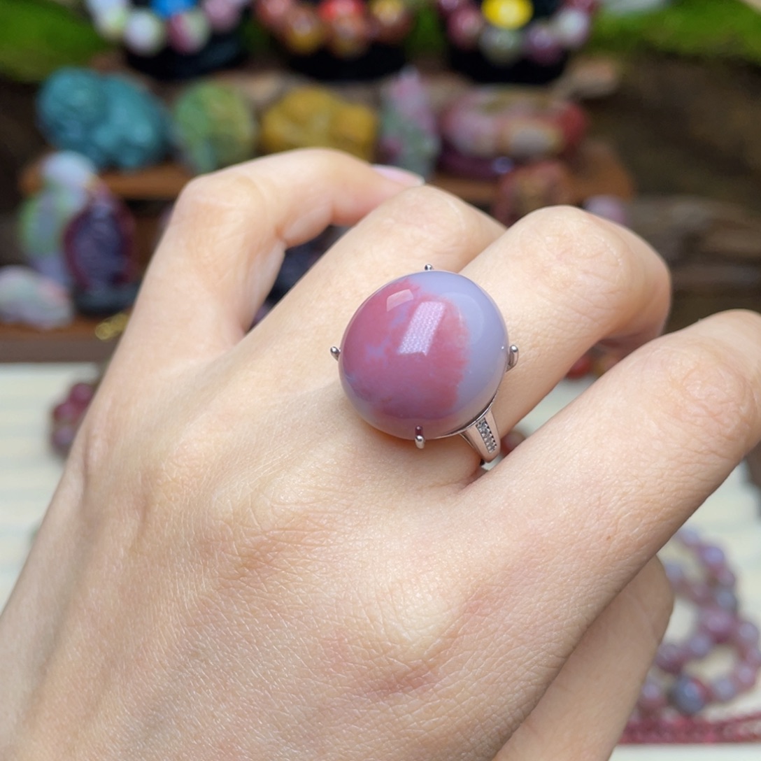 玛瑙/玉髓珠宝半成品银S925镶嵌普***塔盐源玛瑙草花