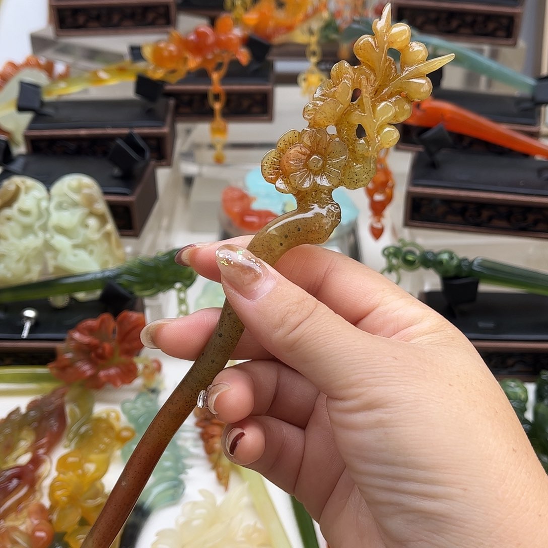 蛇纹石玉岫玉发簪未镶嵌