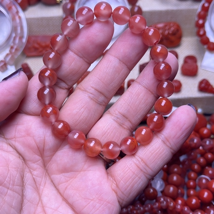 南红玛瑙合金手链冰飘花9 M