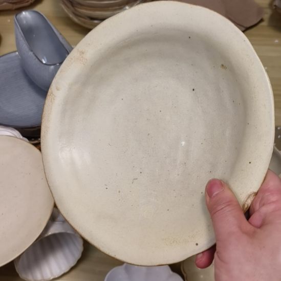 瓷片微瑕粗陶九寸草帽深盘两个一组