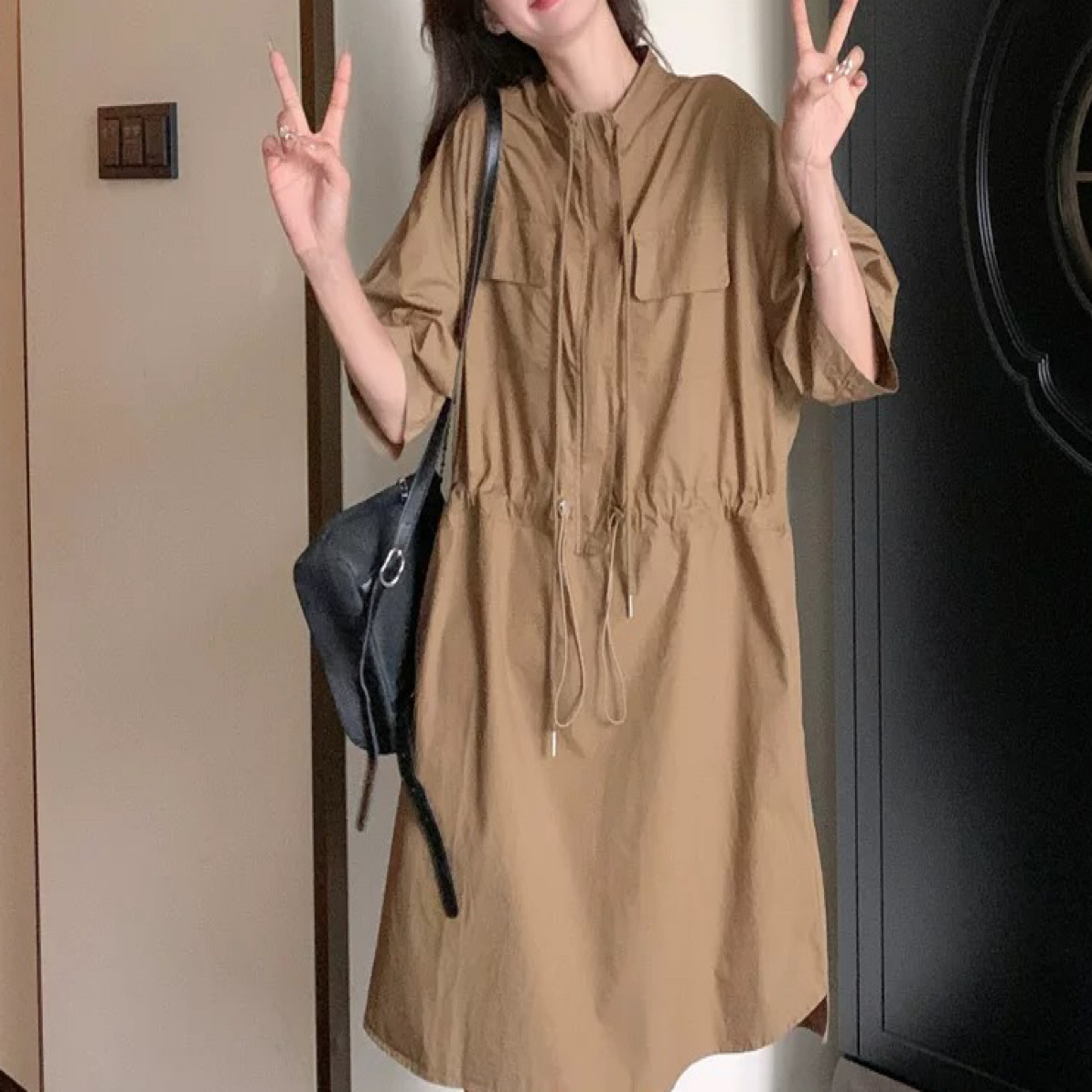 夏季新款设计感韩版宽松休闲工装裙减龄时尚衬衫裙女