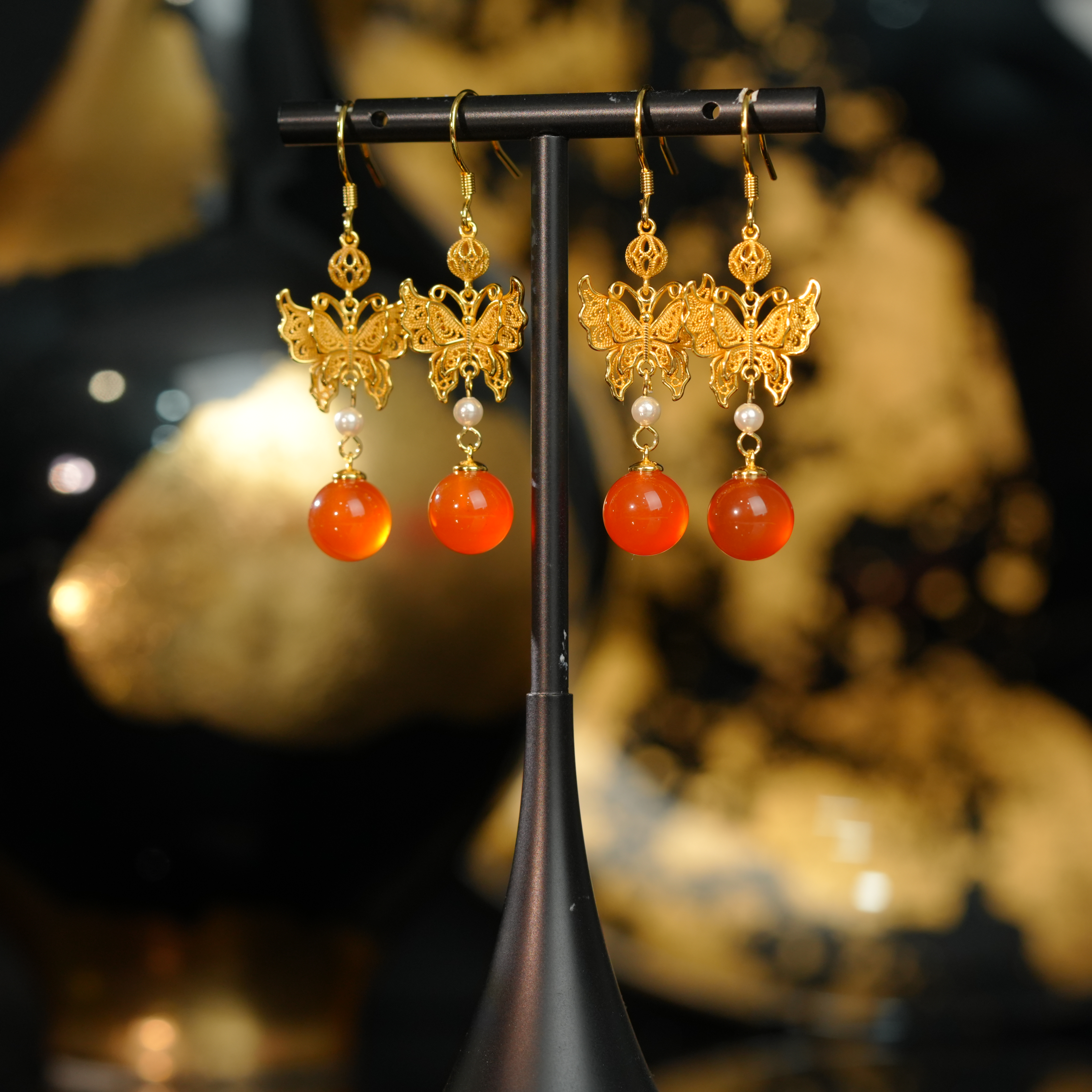 【初见珠宝】S925银南红耳钩19-1CH386X4【多样性发一件】