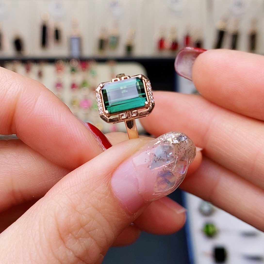 碧玺戒指碧玺18K金镶嵌