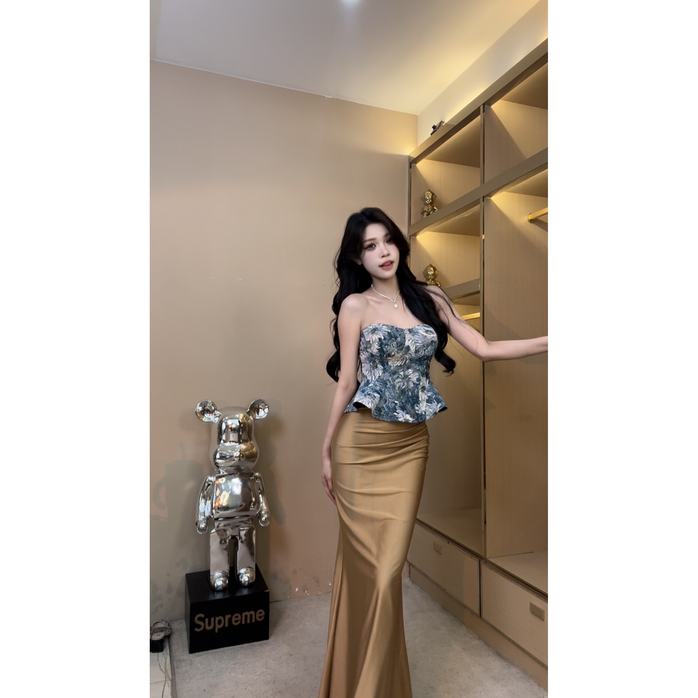 【茵茵推荐】御姐纯欲气质性感套装连衣裙复古法式修身YNNXM50523