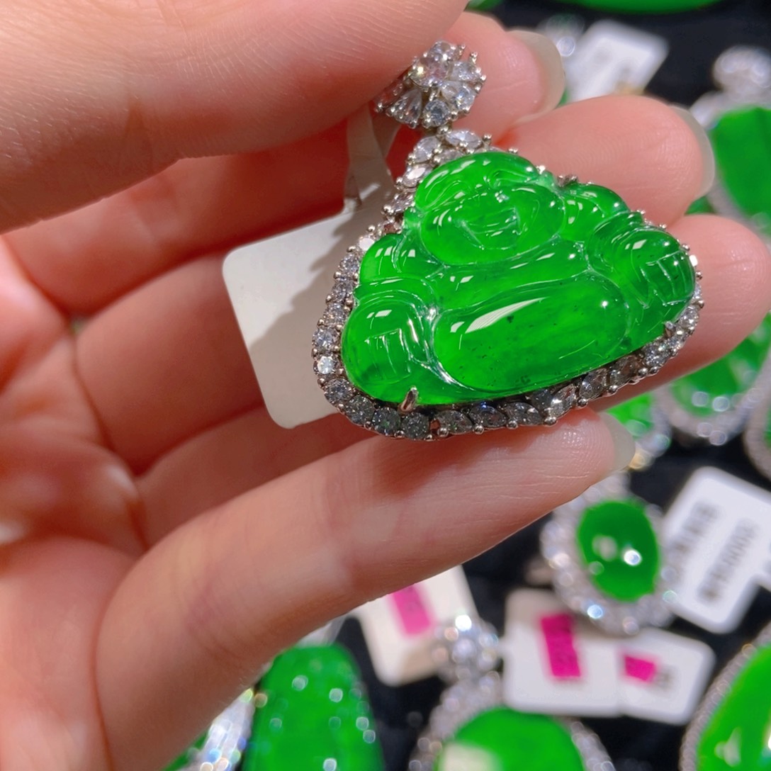 翡翠银S925镶嵌吊坠(不含链)