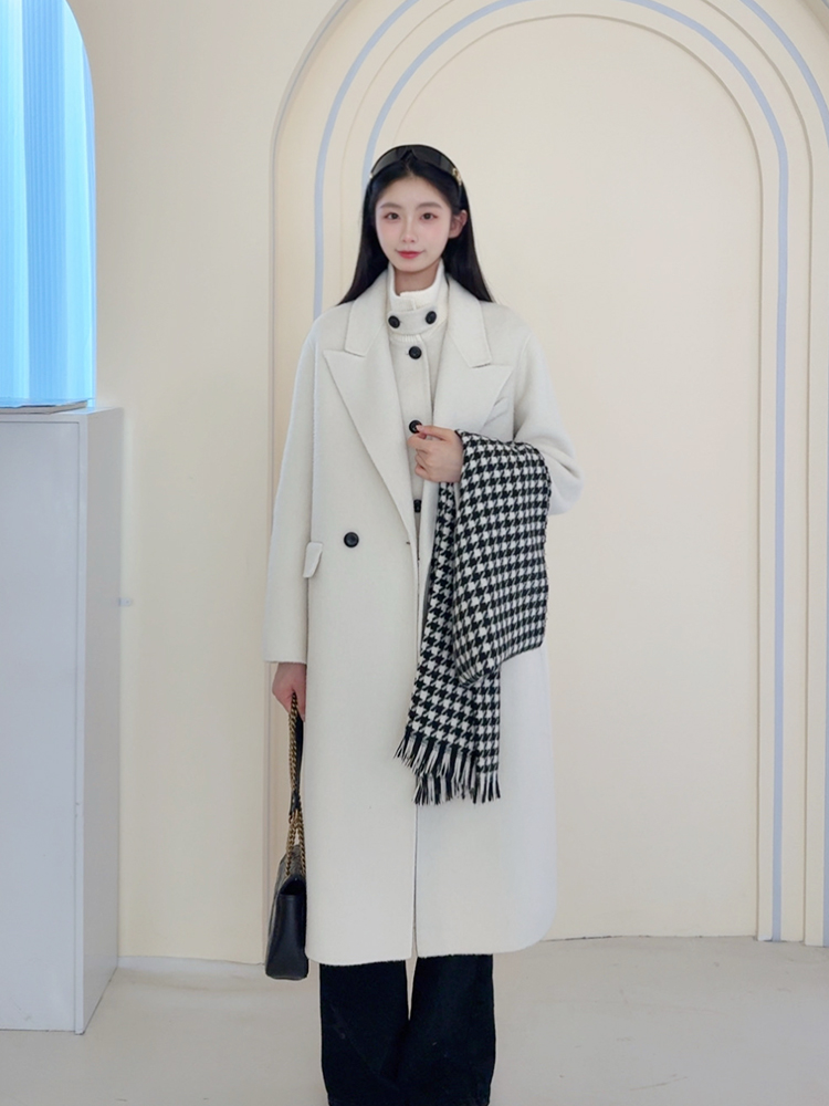 2025秋冬新品立领两件套长短款双面呢羊毛大衣气质百搭