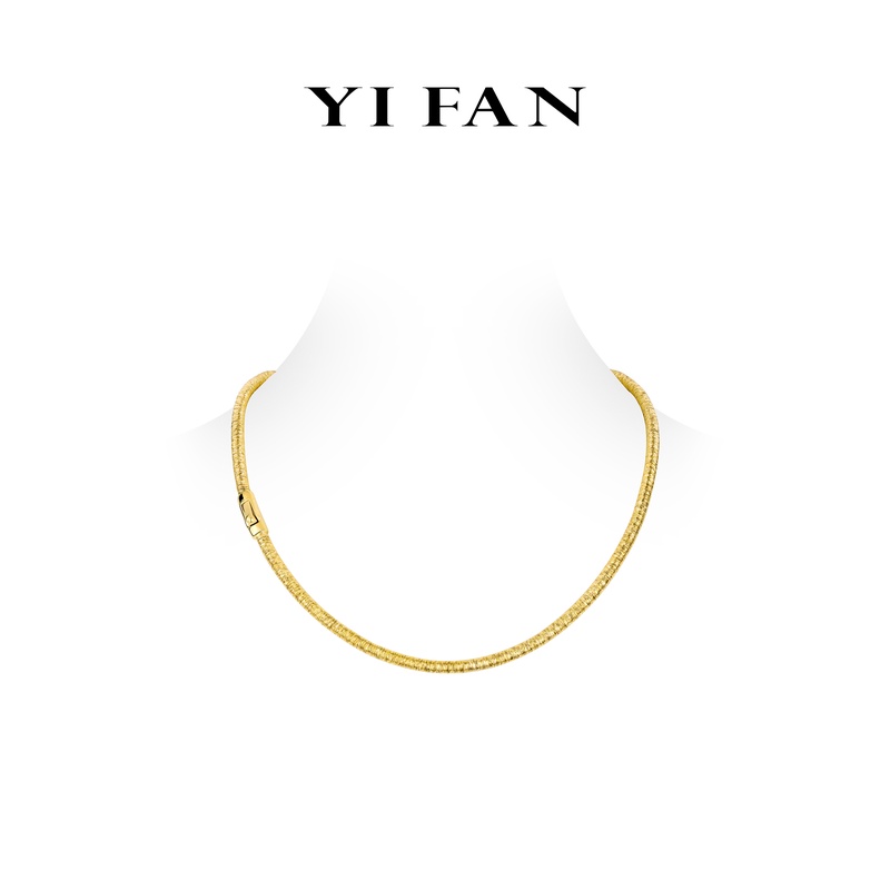 坠链均925银合成锆石 20050-金色拉丝百搭素圈项链