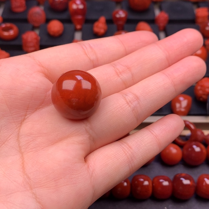 七***材南红玛瑙未镶嵌圆珠单珠20.7MM